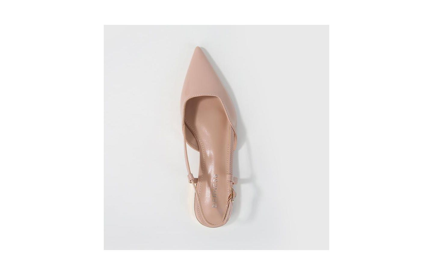 Женские балетки BERNESS Cass Patent Slingback Flats with Gold-Tone Heel, цвет: Бежевый — фото 3