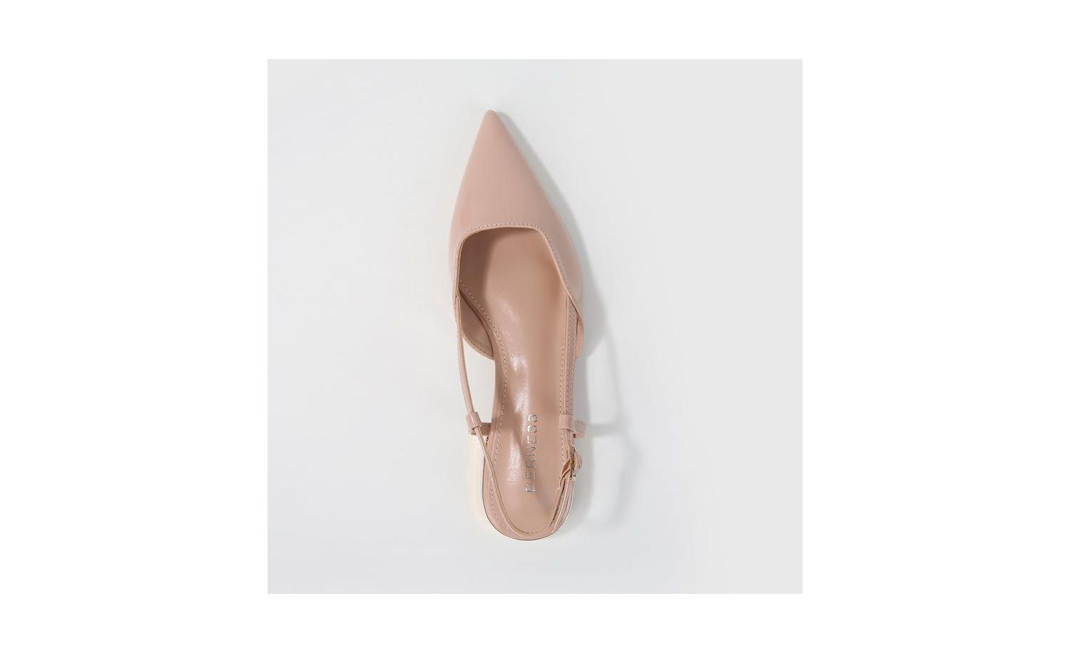 Cass Patent Slingback Flats with Gold-Tone Heel
