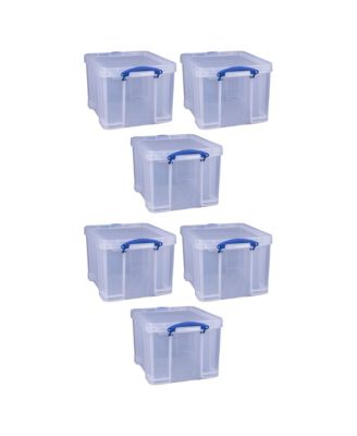 32 Liter Storage Container w/Snap Lock Handles, 6 Pack, Clear