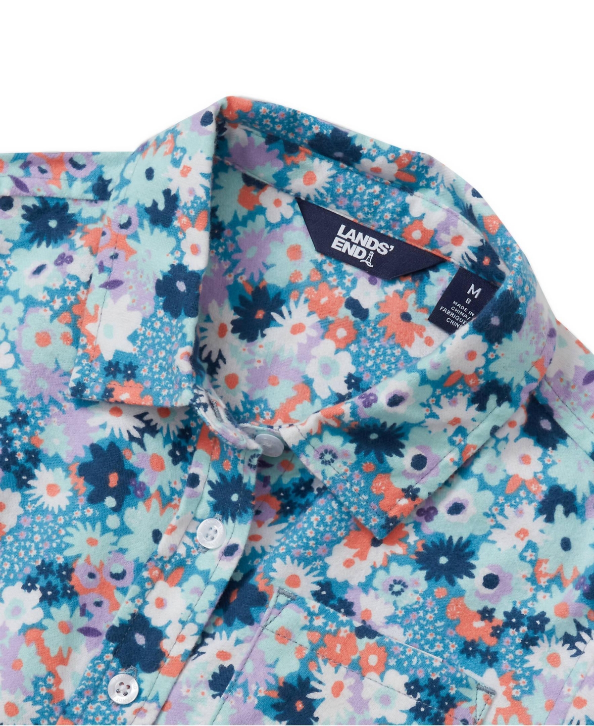 Lands' End Girls Long Sleeve Flannel Printed Shirt