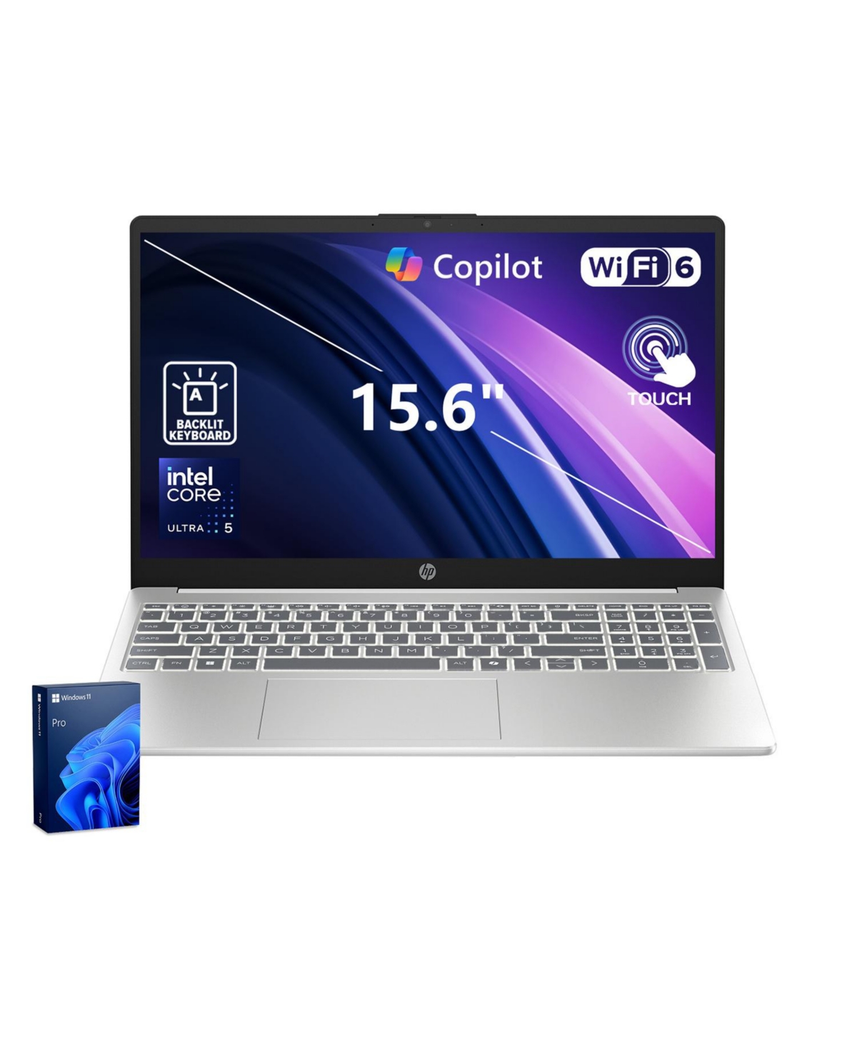 Hp 15.6" Fhd Touchscreen Laptop, Intel Core Ultra 5 225U, Intel Graphics, 32GB DDR5, 1TB Ssd, Wi-Fi 6, Win11 Pro, White