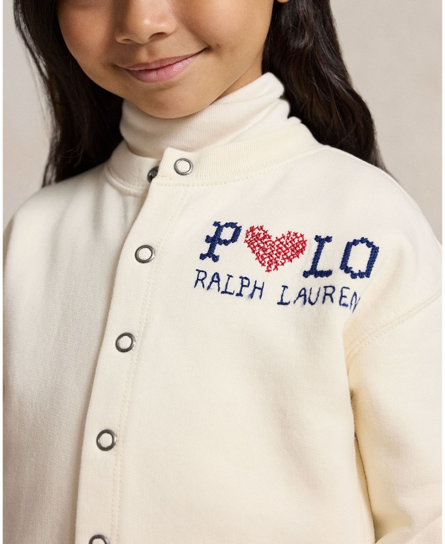 Кардиган Polo Ralph Lauren Logo Fleece Cardigan для девочек, цвет: Кремовый — фото 3