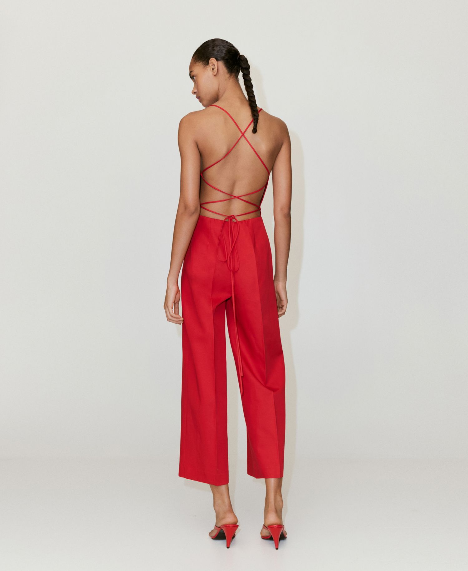 Women's Cross-Back Sleeveless Wide-Leg Jumpsuit