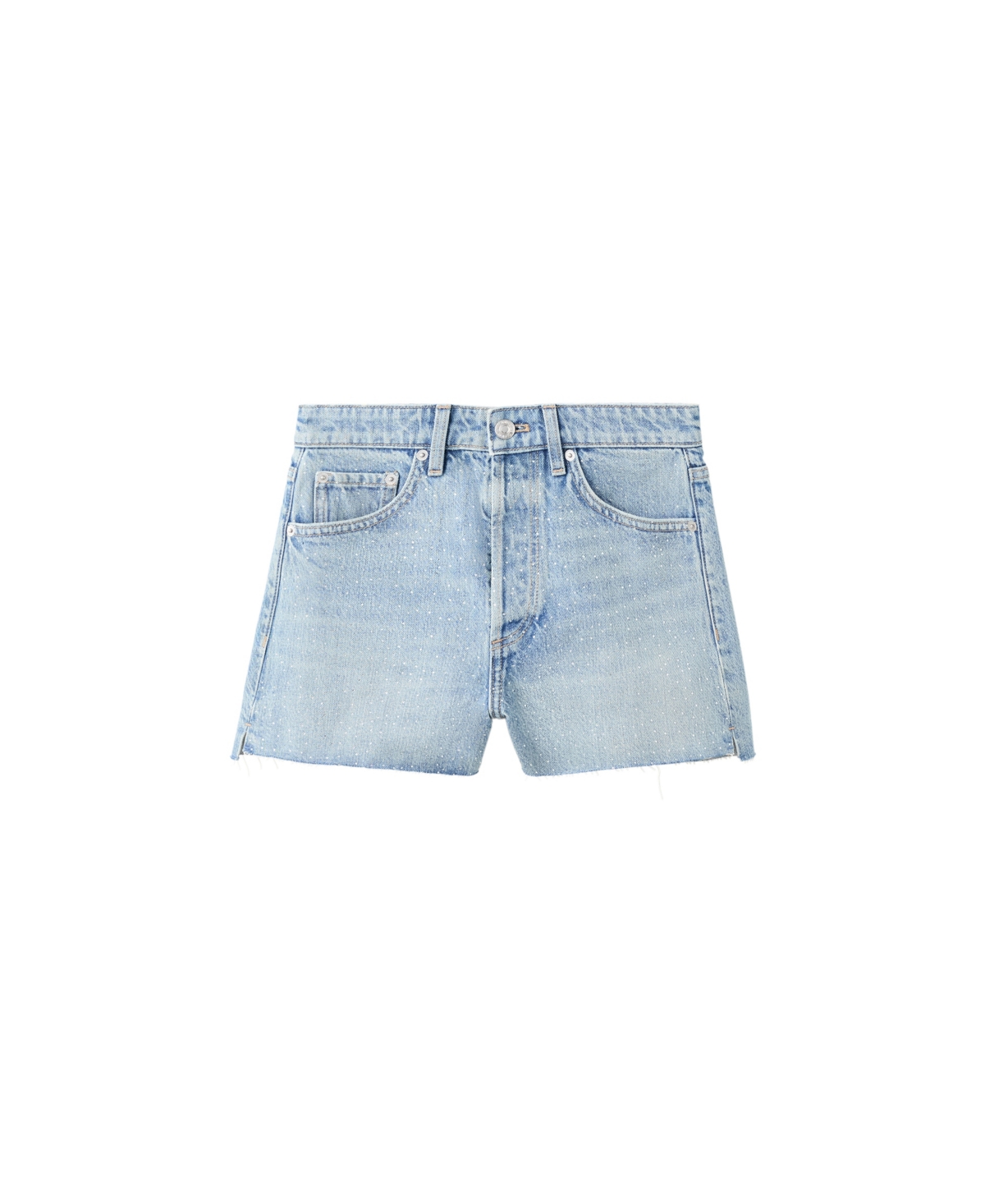 Mango Women's Rhinestone Denim Shorts - Medium Blue