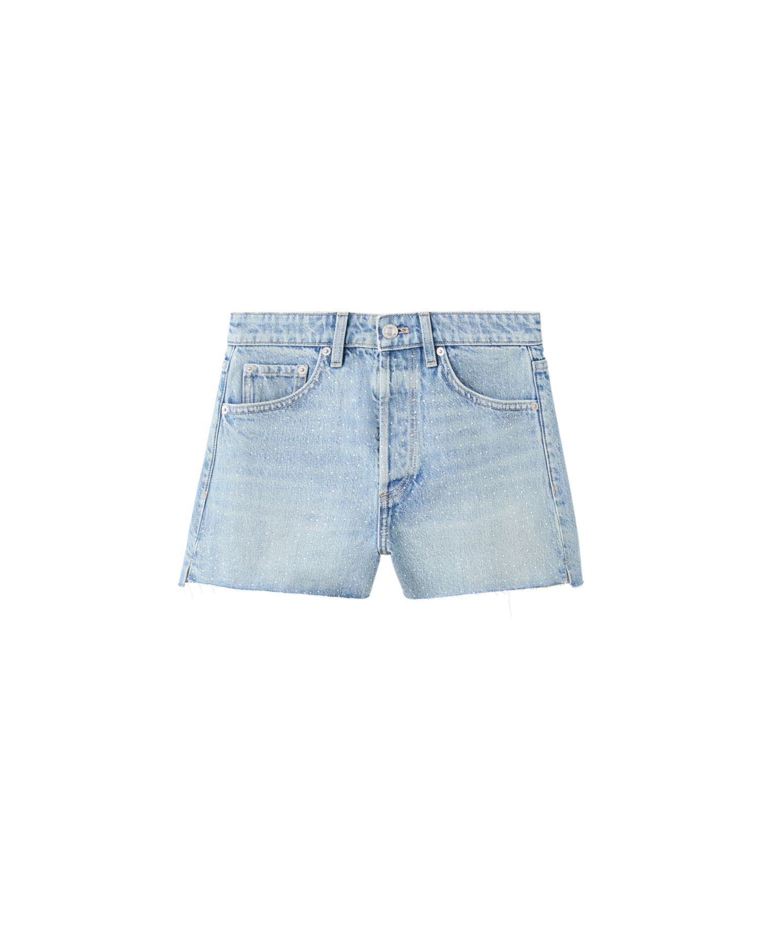 Women's Strass Mid-Rise Rhinestone Denim Shorts, 2.95" Inseam