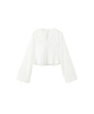 Women's Long-Sleeve Floral V-Neck Blouse
