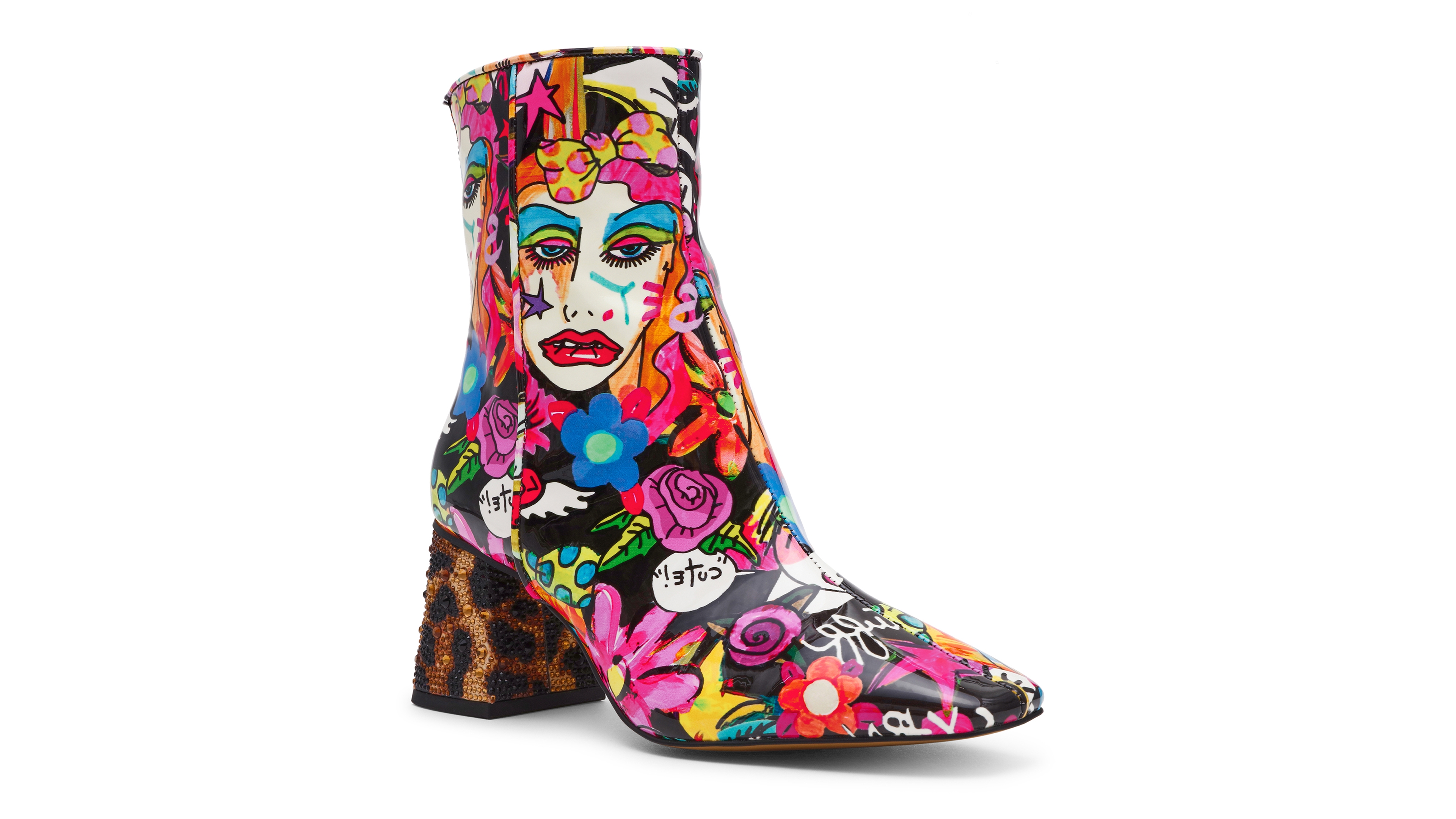 Betsey Johnson Women's Randel Pointed Toe Sequin-Embellished Block Heel Booties