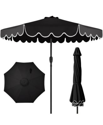 9ft Patio Market Umbrella with Scallop Trim, Fade-Resistant, Crank and Tilt, Wind Vent