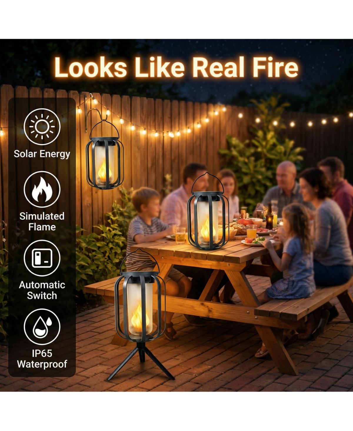 Cushry Solar Lanterns Outdoor Waterproof Hanging Solar Lantern Flickering Flame Solar Lights for Garden Patio Yard Decor ( Pieces