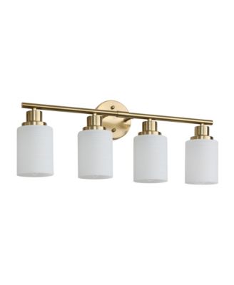 BUSDASYS 24 Inch Modern 4 Light Vanity Wall Sconce with Frosted Glass Shades for Bathroom or Hallway Lighting No Bulbs