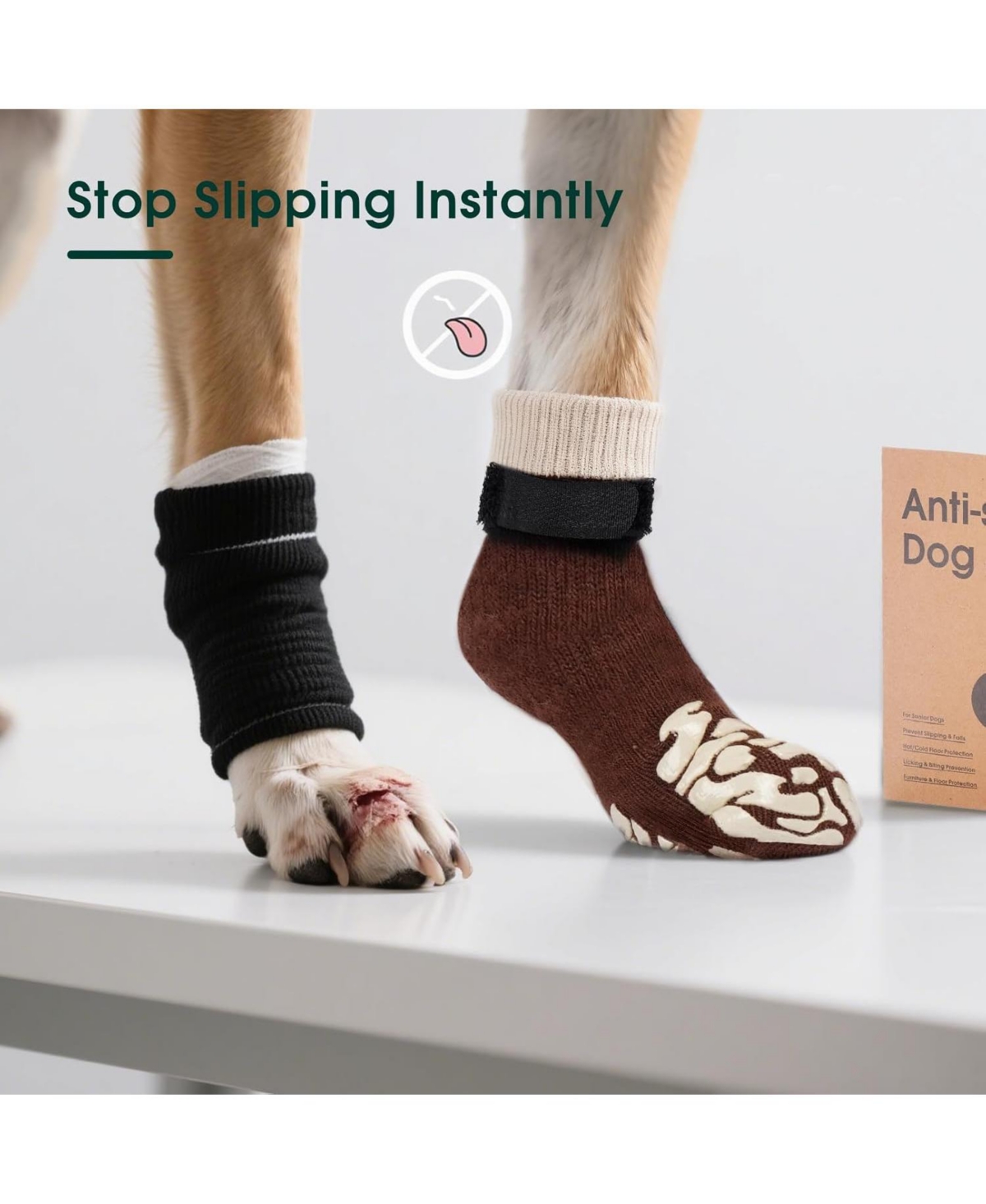 Non-Slip Breathable Recovery and Protective Dog Socks with Adjustable Straps, Set of 4