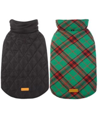 Reversible Waterproof Fleece-Lined Dog Jacket with Leash Access | Cold Weather Coat for Medium Dogs