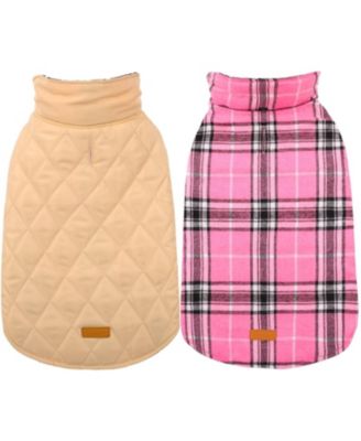 Reversible Waterproof Fleece-Lined Dog Jacket with Leash Access for Cold Weather