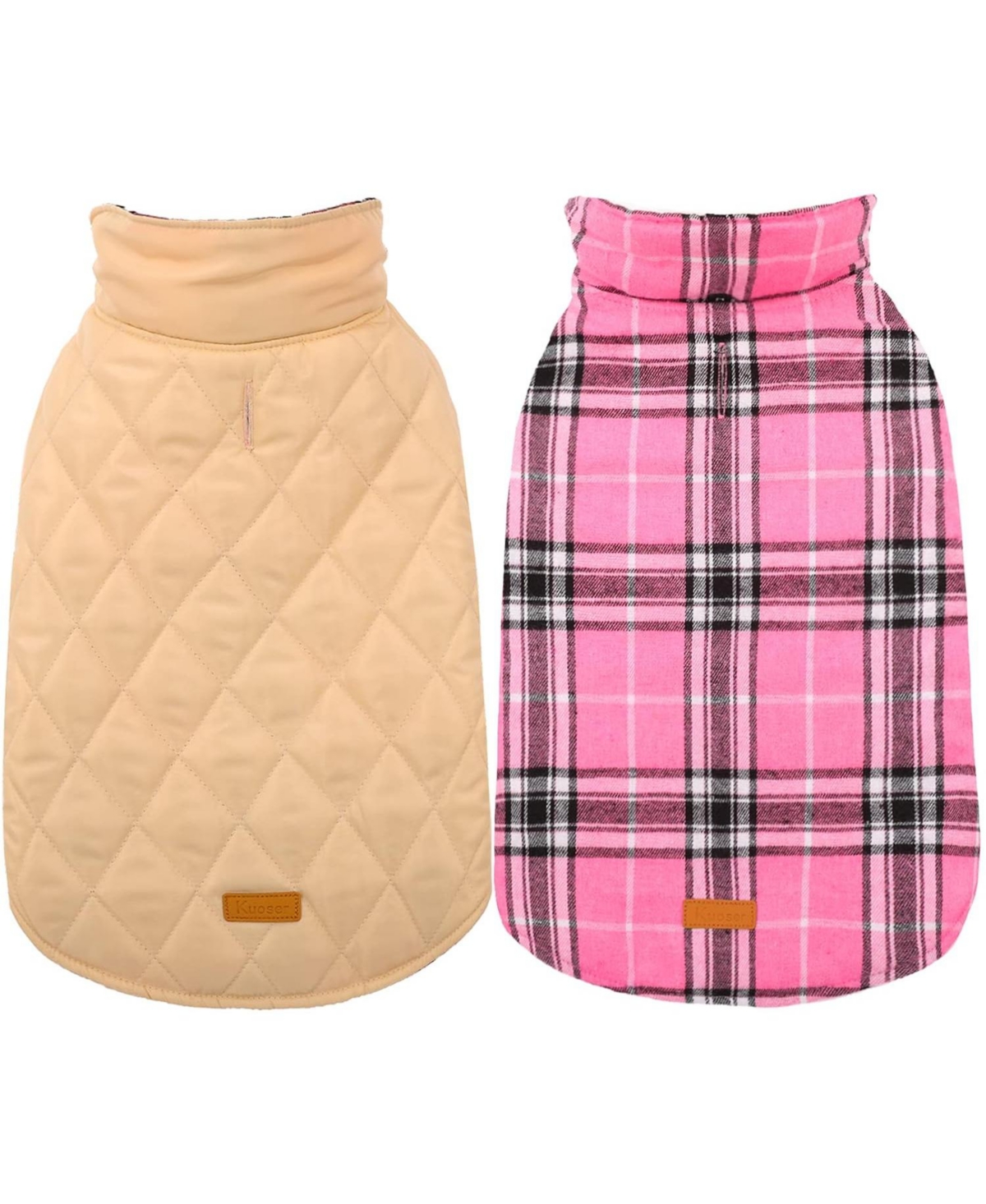 Reversible Waterproof Fleece-Lined Dog Jacket with Leash Access for Cold Weather