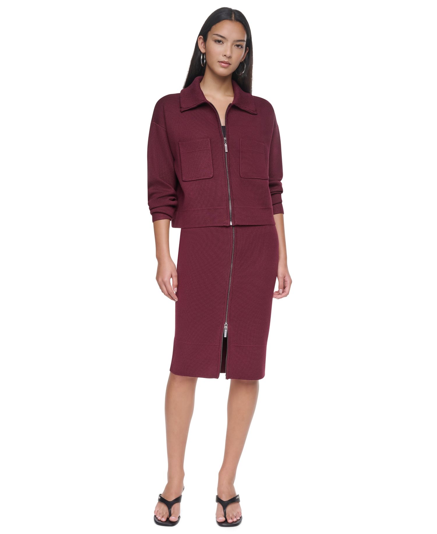 Women's Zip-Up Collared Sweater Jacket
