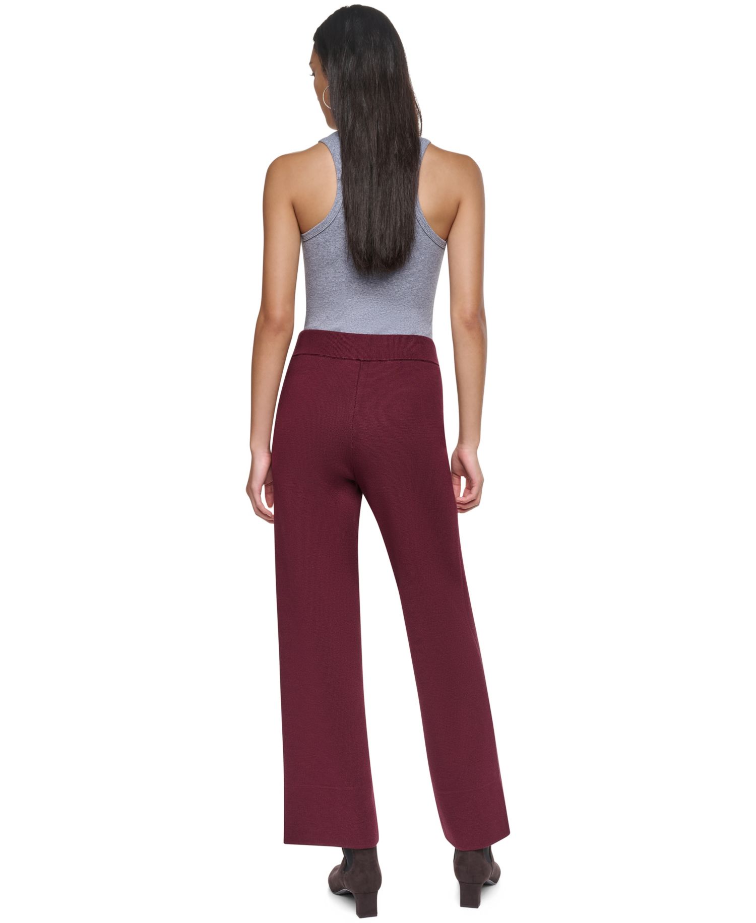 Women's Front Pocket Essentials High-Waisted Wide-Leg Pull-On Pants
