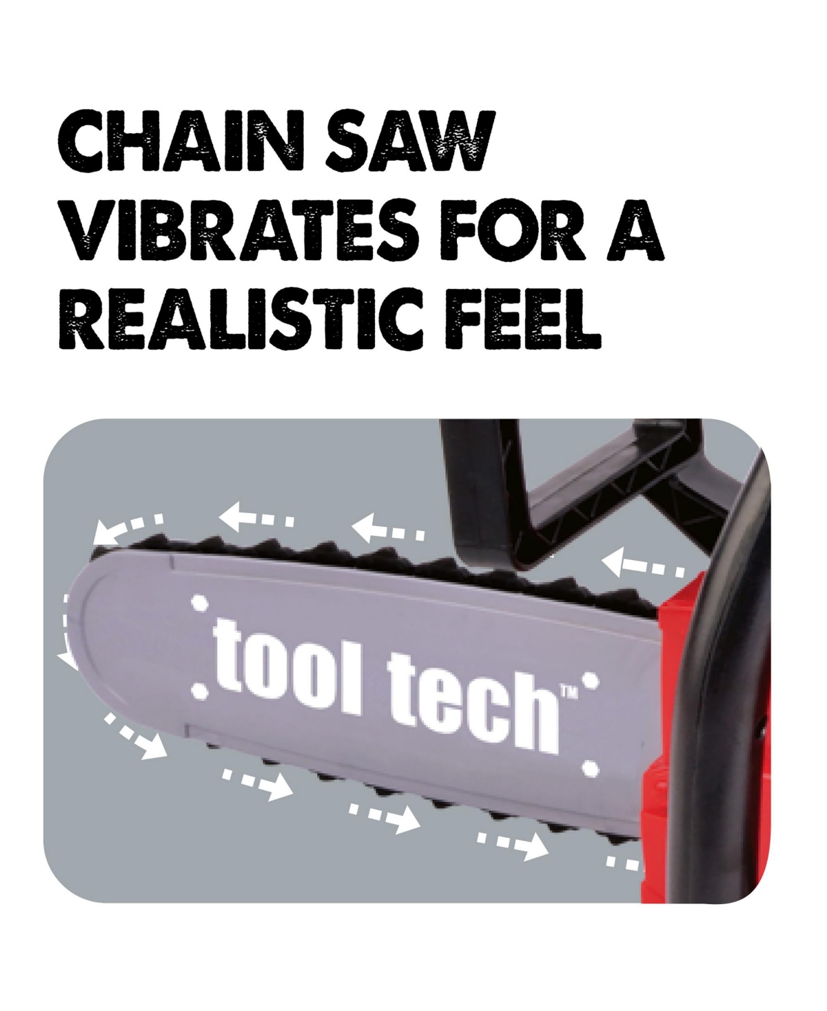 Red Box Tool Tech Vibrating-Lighted Toy Chainsaw, 2-Piece, Ages 3+