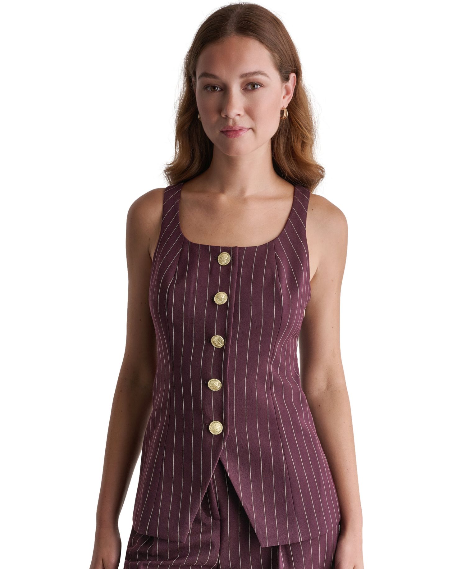 Women's Pinstripe Square-Neck Vest