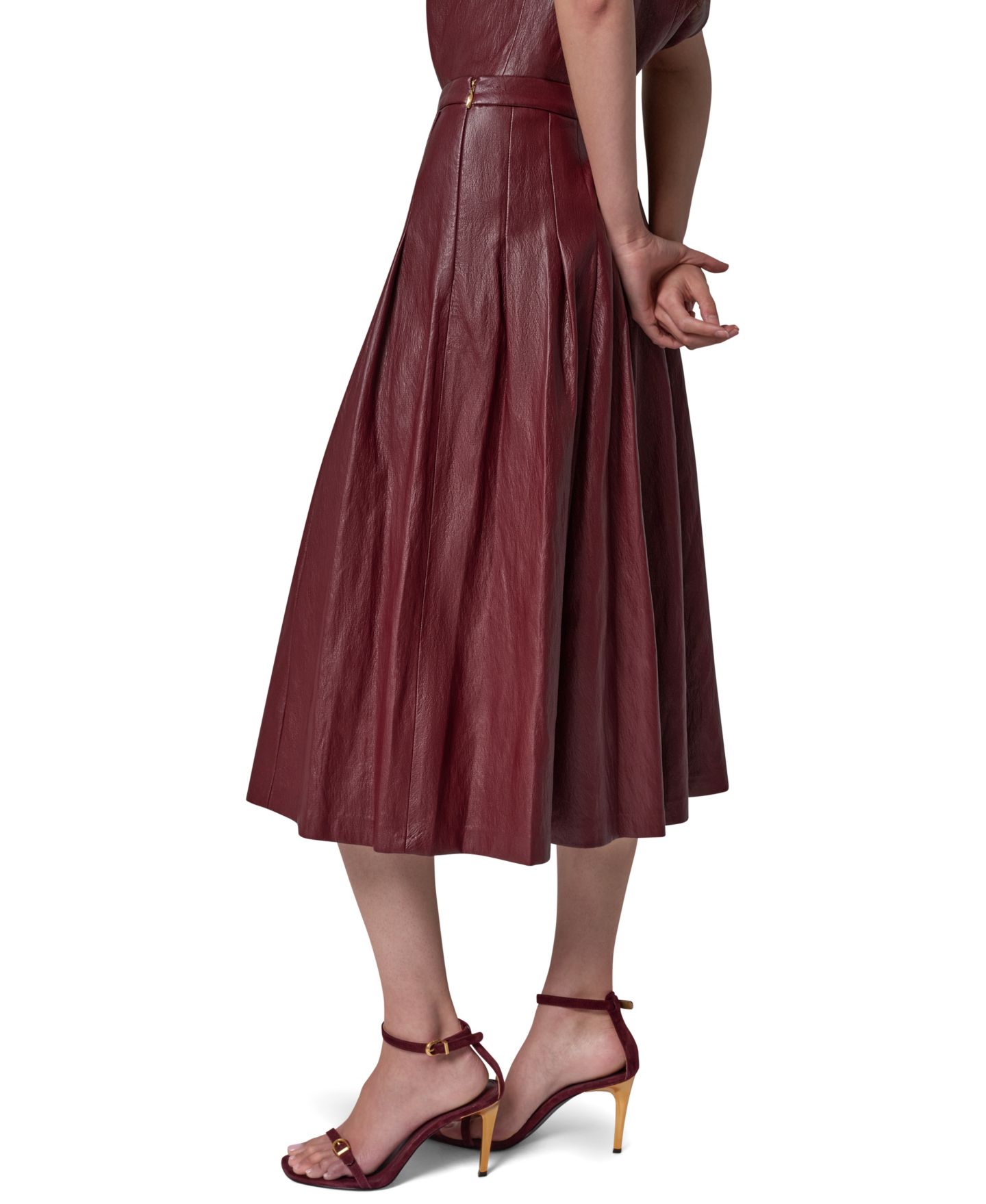 Женская юбка Donna Karan New York Pleated A-Line High-Waisted, цвет: Чёрный вишнёвый — фото 3