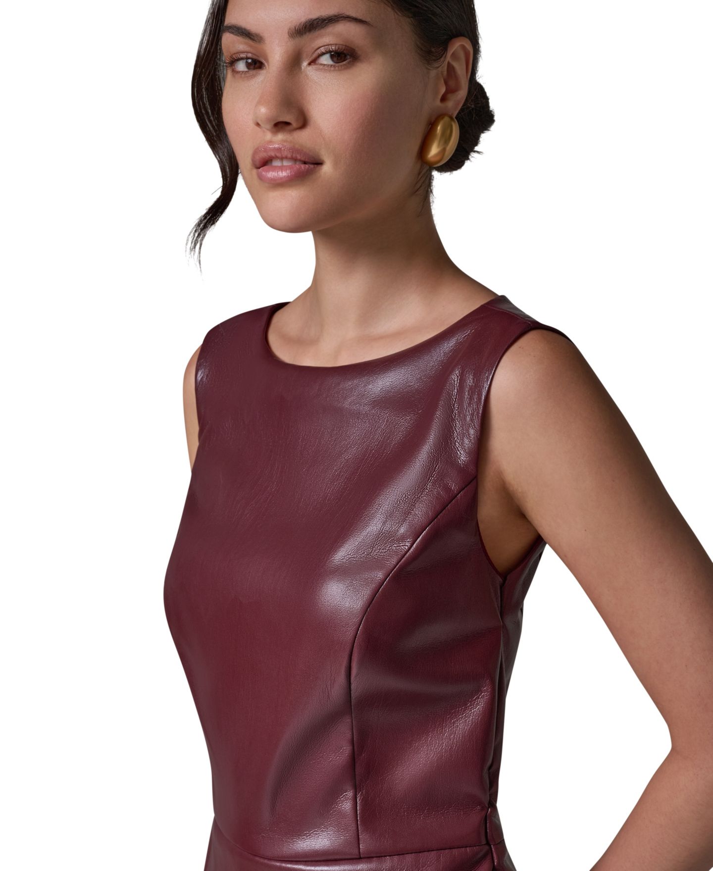 Женское платье Donna Karan New York A-Line Sleeveless Midi, цвет: Чёрный вишнёвый — фото 6