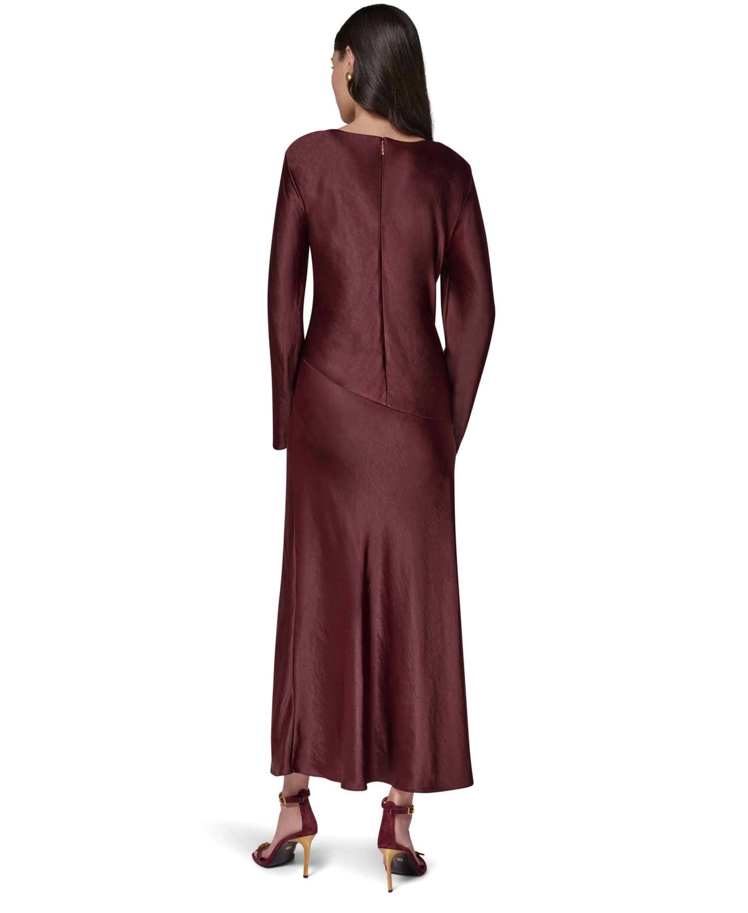Women's Satin Cowl Neck A-Line Dress
