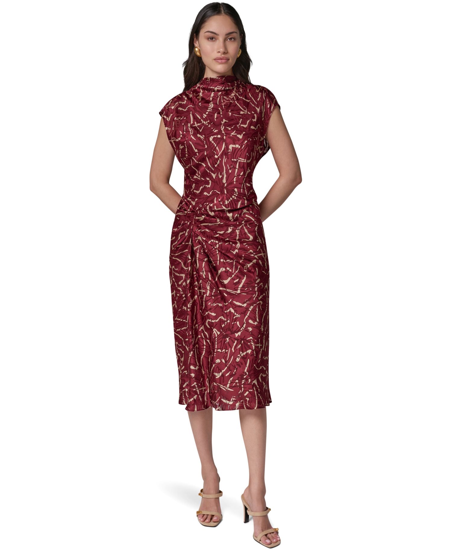 Women's Cowl Neck Burnout Midi Dress