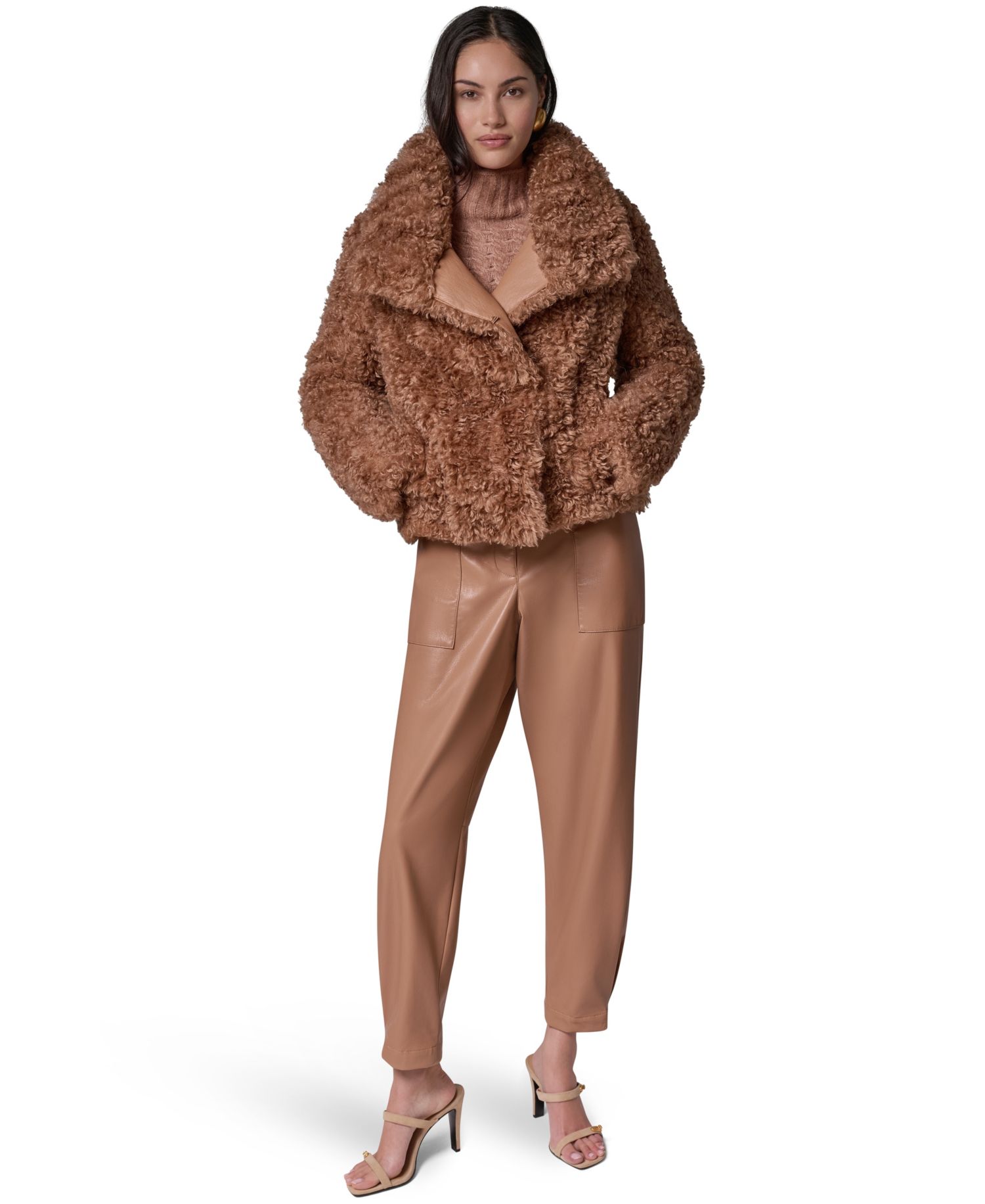 Women's Faux Fur Mock Neck Jacket