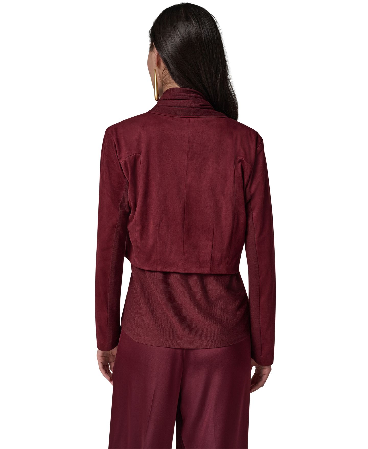 Женская куртка Donna Karan New York Mxd Media Mixed-media Shawl Collar, цвет: Чёрный вишнёвый — фото 8