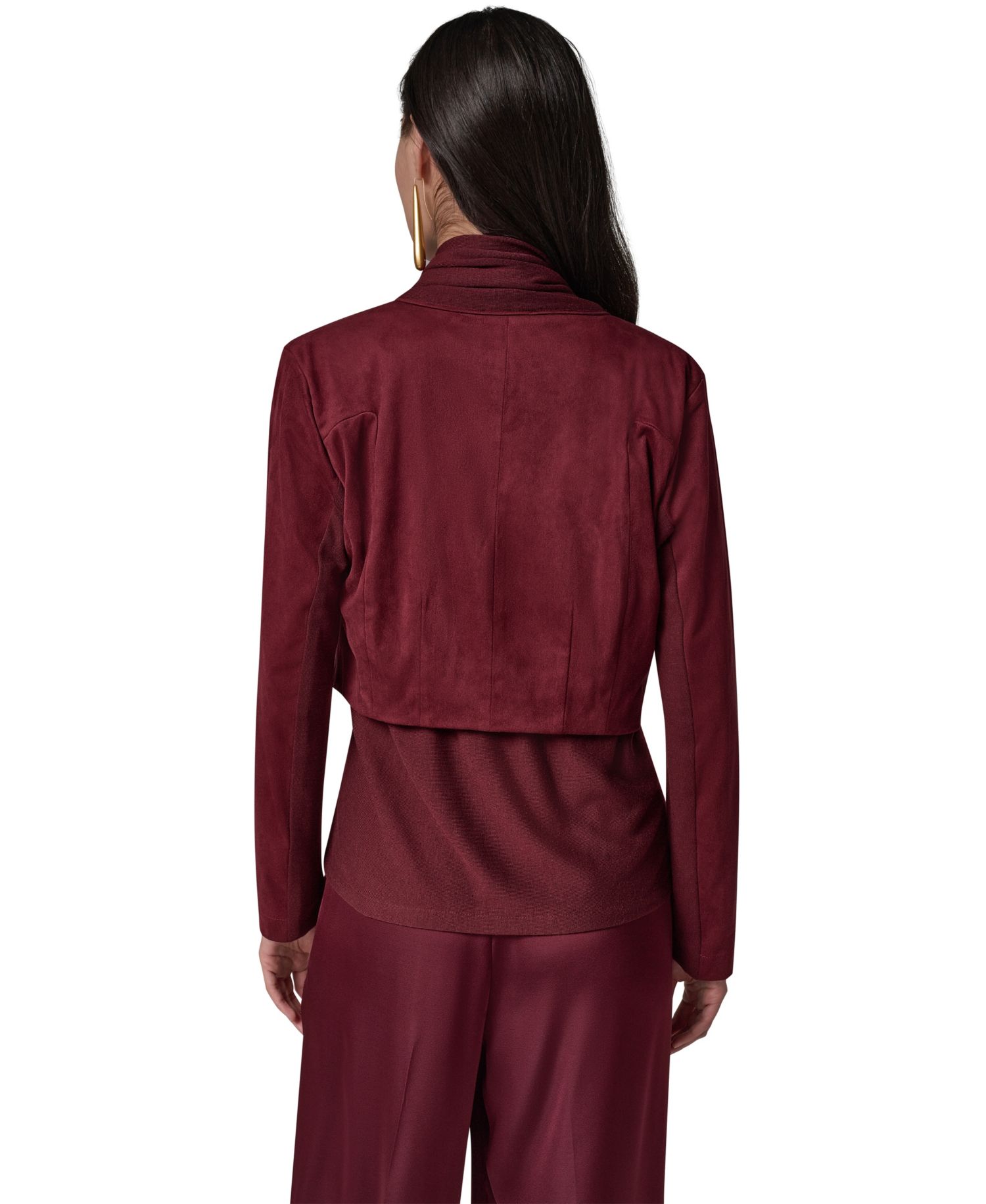 Women's Mxd Media Mixed-media Shawl Collar Jacket