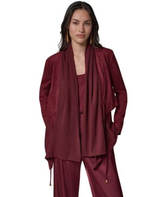 Women's Mxd Media Mixed-media Shawl Collar Jacket