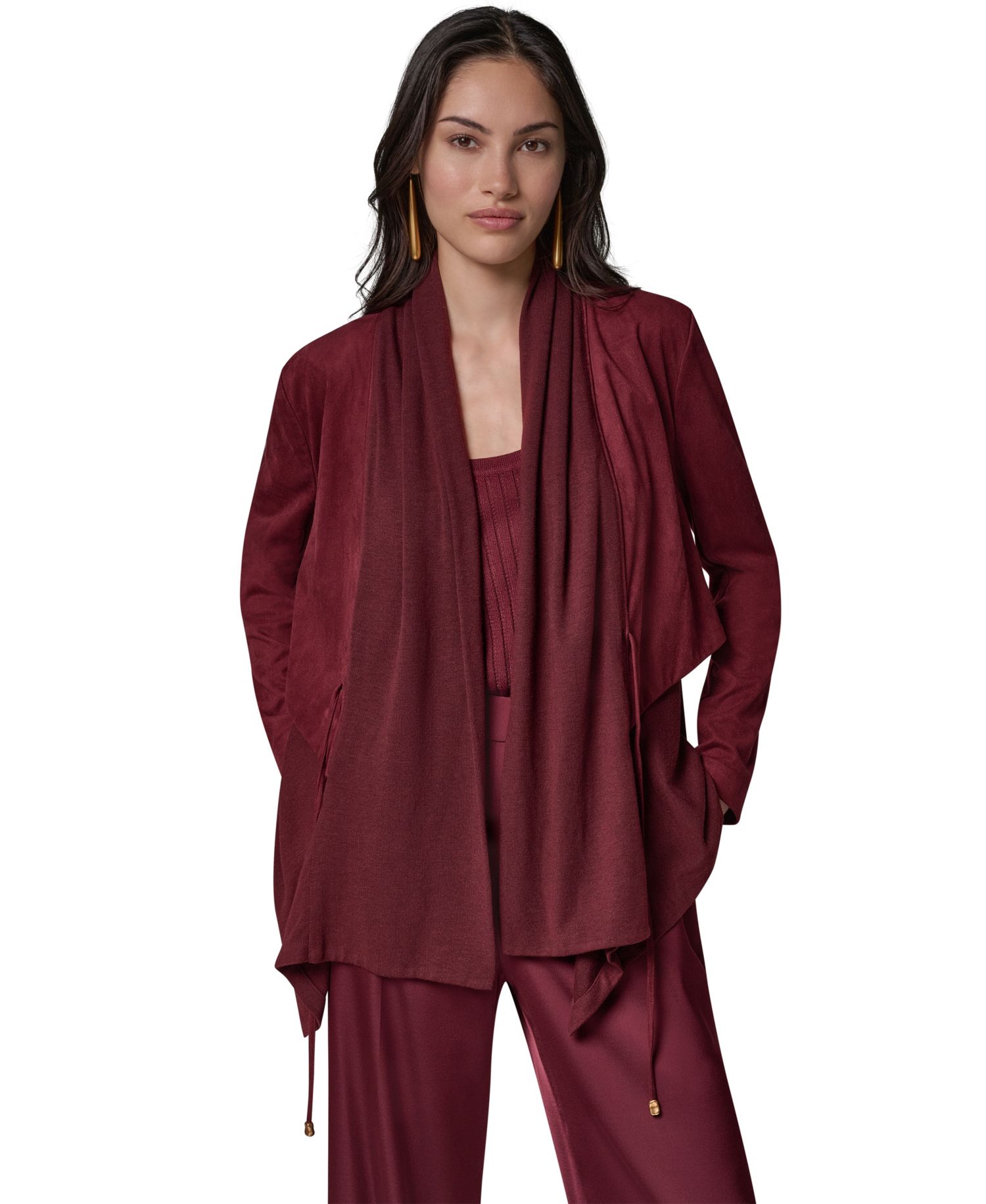 Women's Mxd Media Mixed-media Shawl Collar Jacket