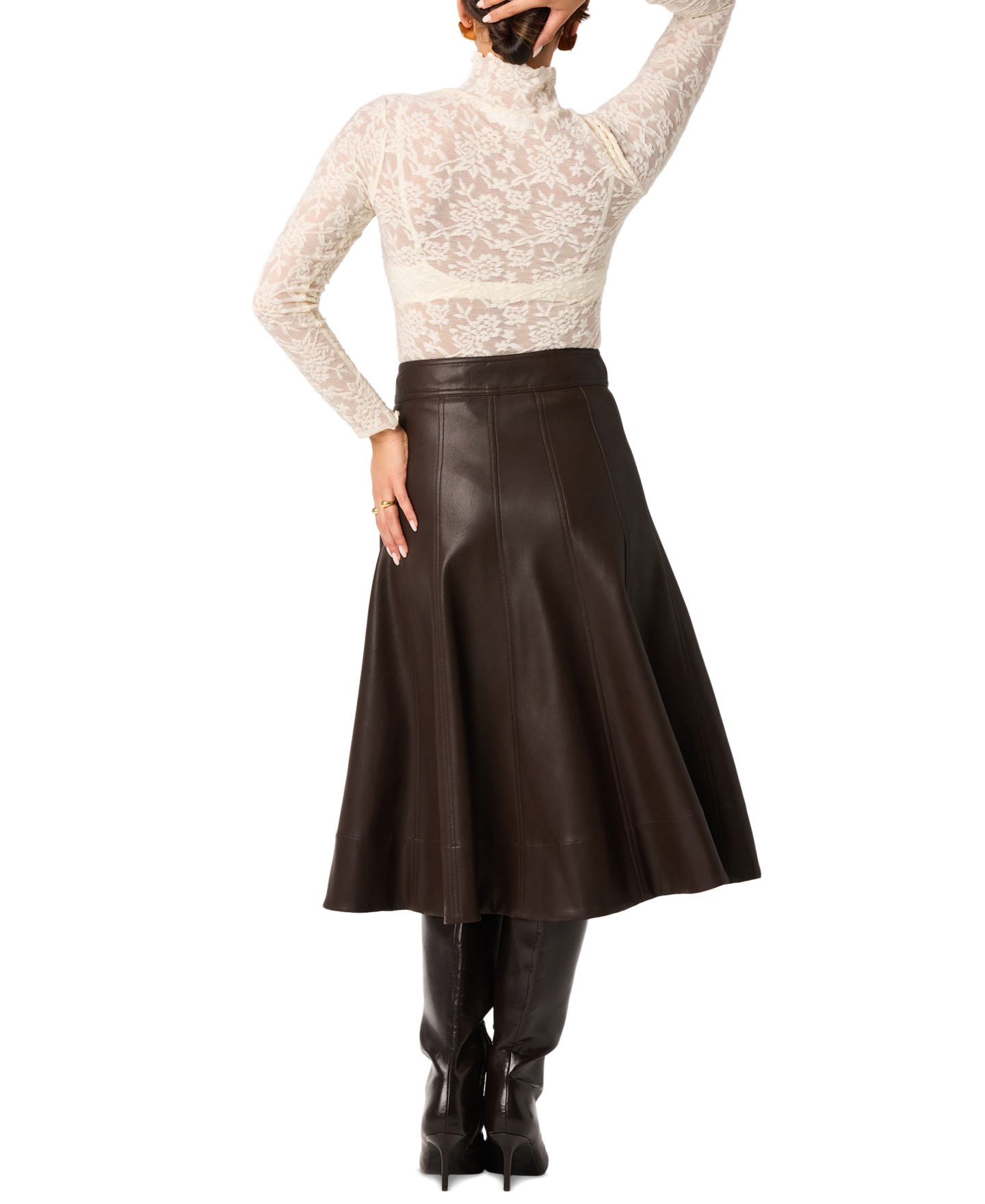 Женский топ ASTR the Label Kyra Long-Sleeve Sheer Mesh Floral-Print, цвет: Слоновая кость — фото 4