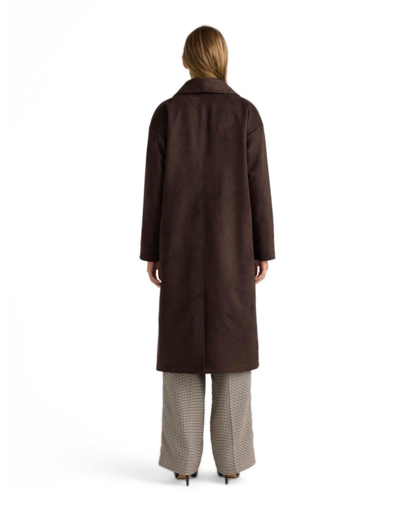 Женское пальто NVLT Faux Suede Longline Sb Coat With Shawl Collar, цвет: Тёмно-коричневый — фото 2