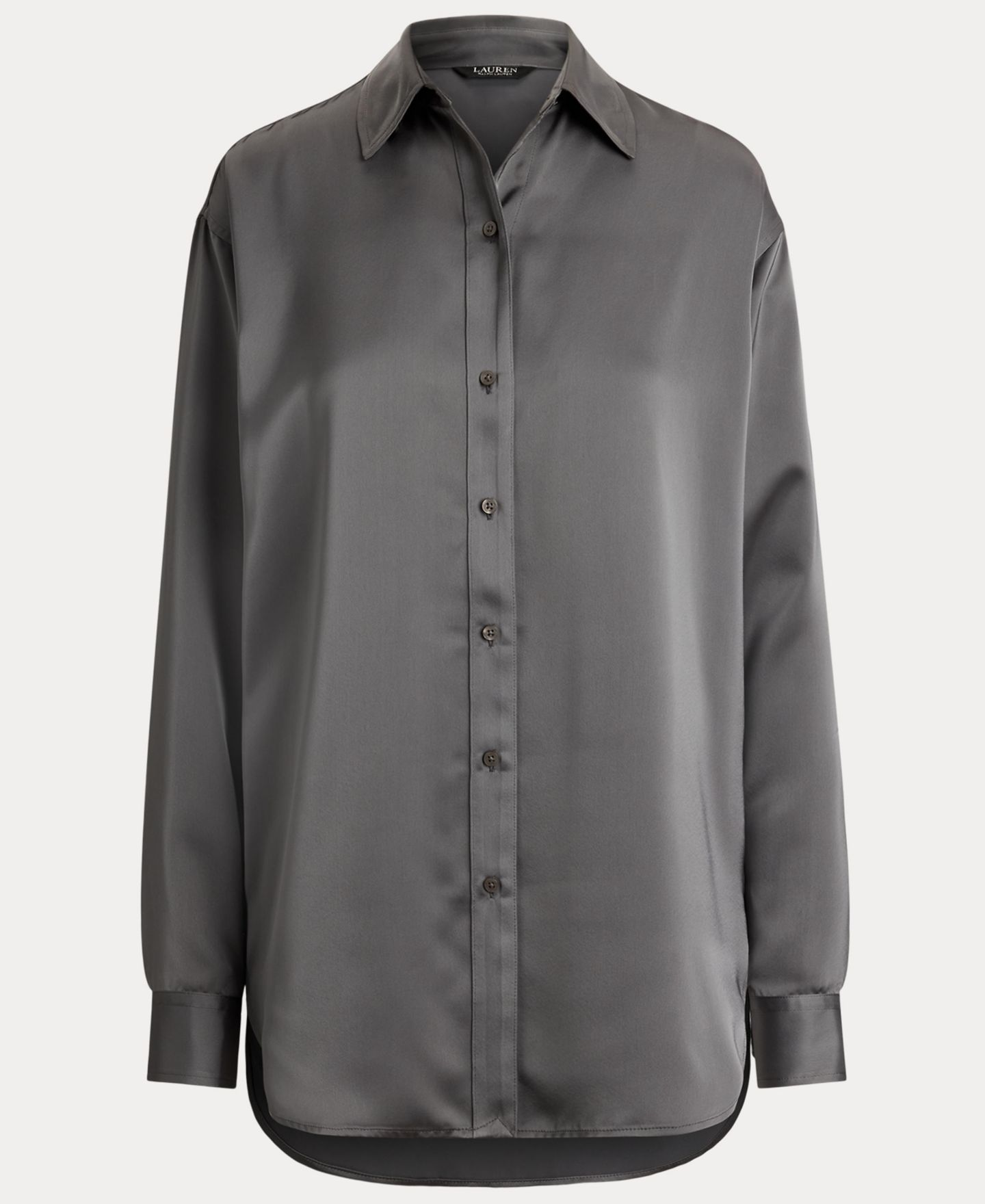 Женская блузка Lauren Ralph Lauren Petite Long-Sleeve Satin, цвет: Сланцевый — фото 6