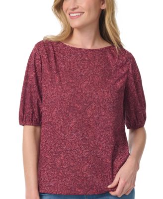 Women's Tyler Boat-Neck Elbow-Sleeve Print T-Shirt