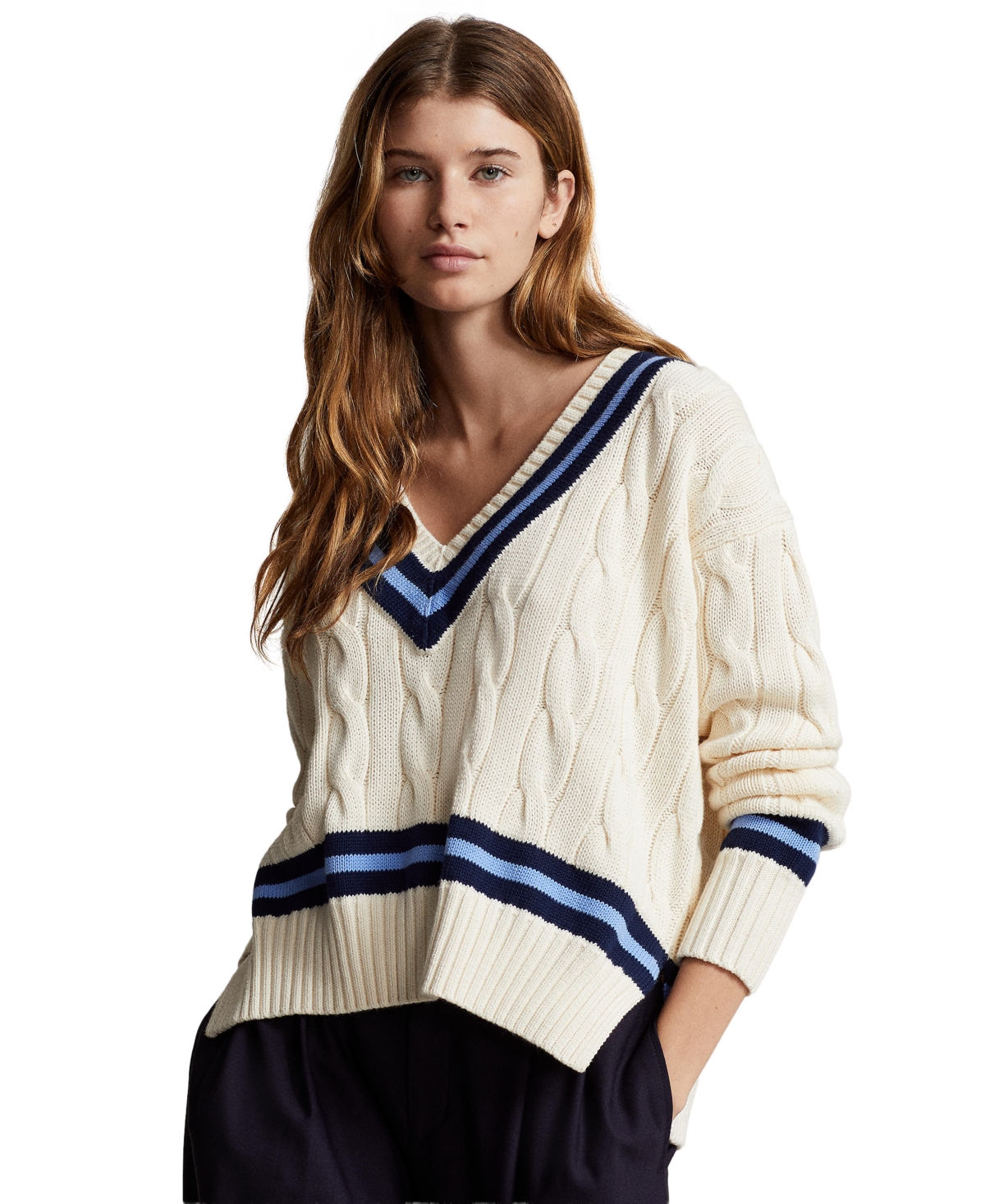Polo Ralph Lauren Women's Cable-Knit Cotton Cricket Sweater