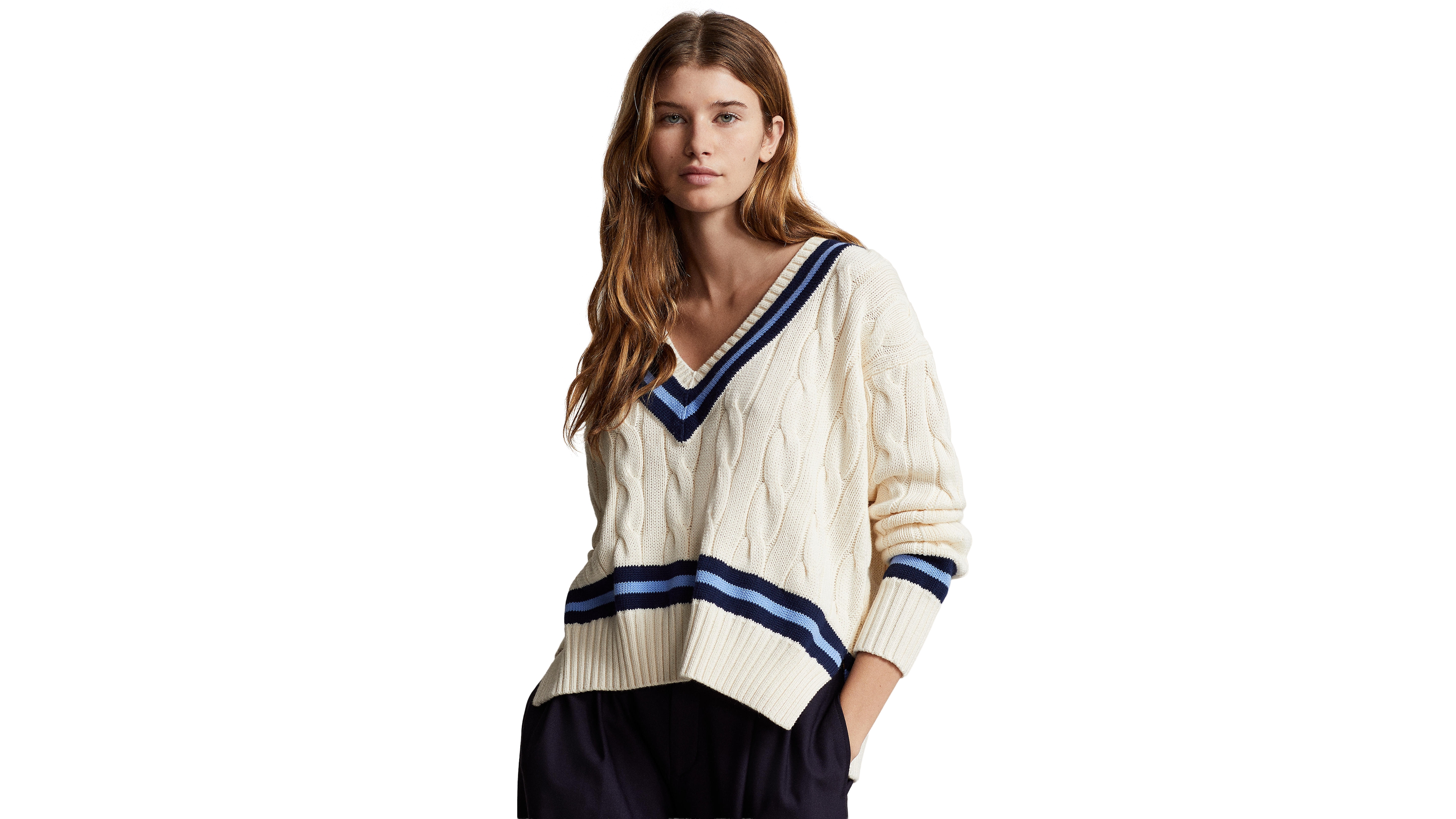 Polo Ralph Lauren Women's Cable-Knit Cotton Cricket Sweater