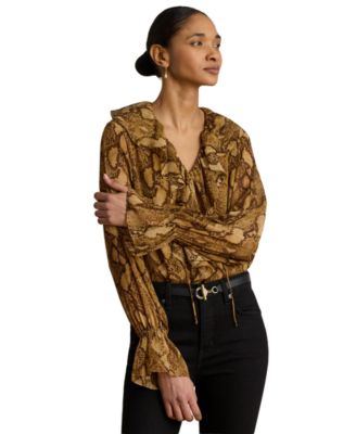 Ruffle-Trim V-Neck Blouse