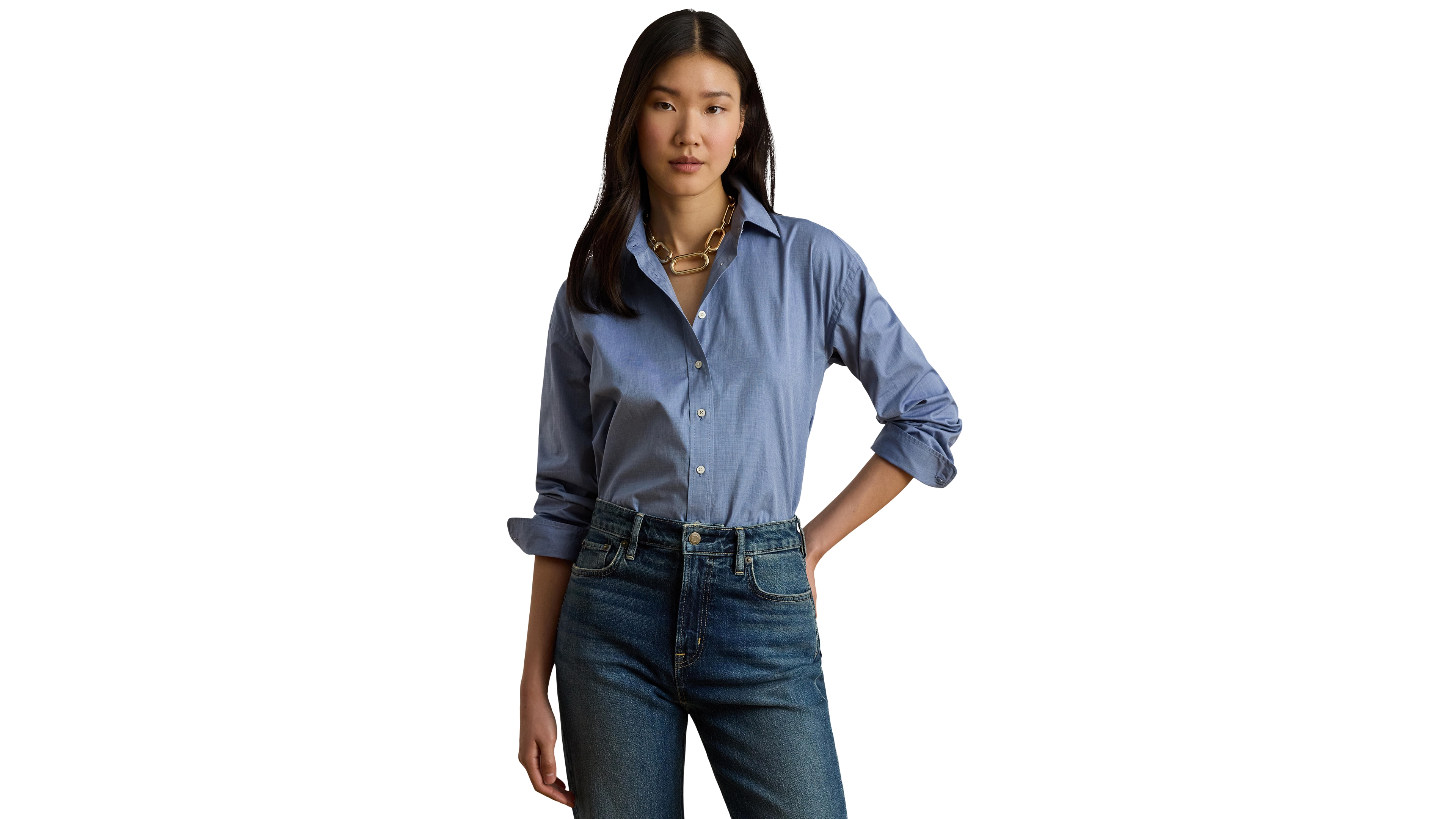 Lauren Ralph Women's Oversized Button Placket Shirt