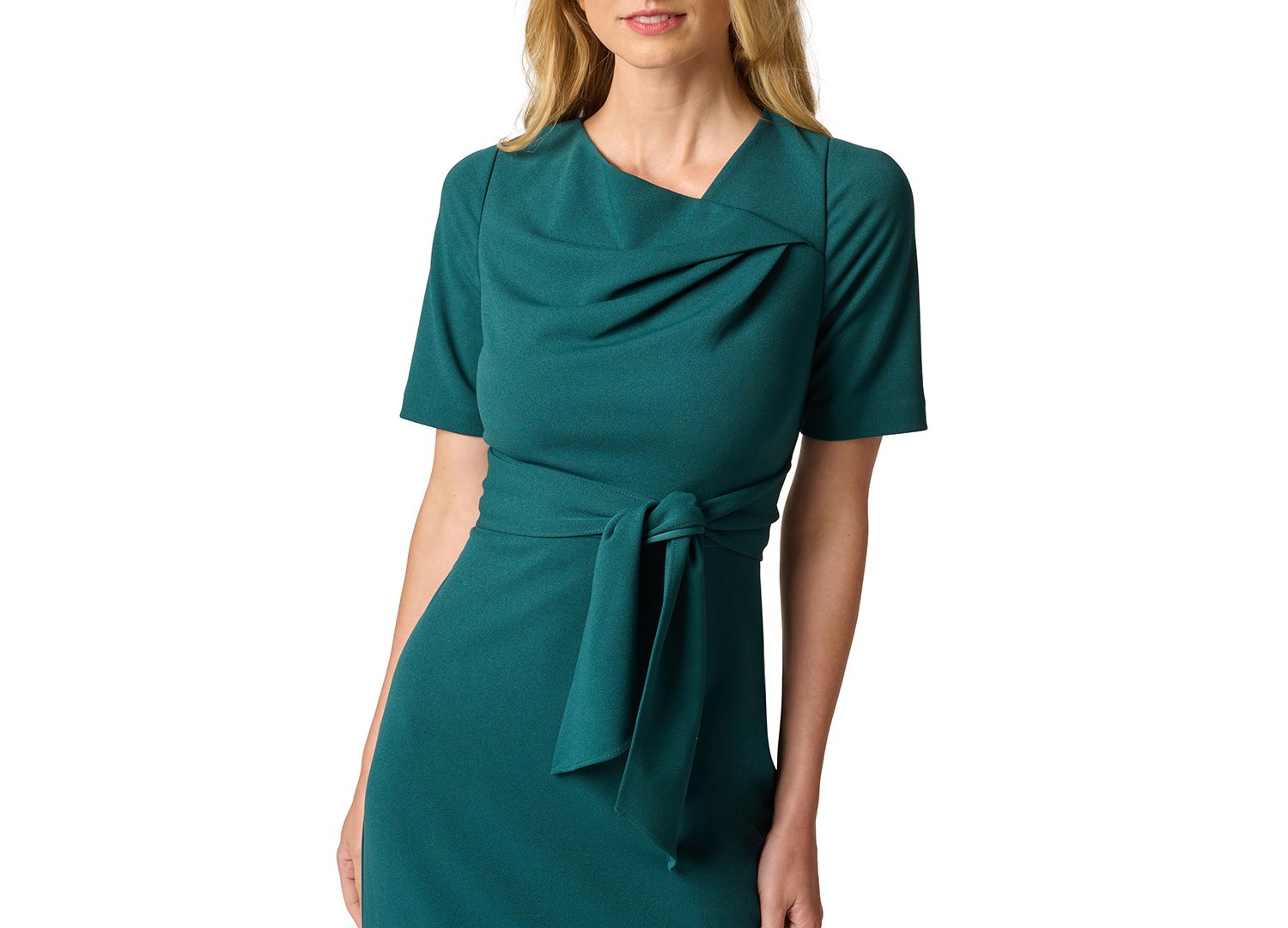 Petite Crepe Cowl Neck Midi Dress
