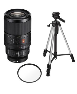 FE 100mm f/2.8 GM OSS Macro Lens, Bundle with 67mm Filter, 3-Section Aluminum Tripod