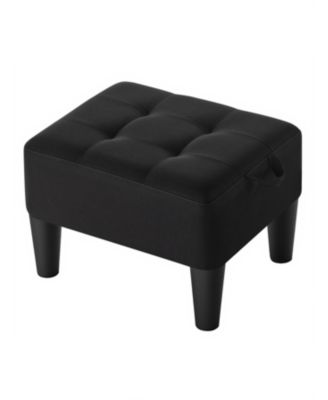 Small Storage Ottoman, Linen-Look Fabric Padded Stool, for Bedroom, Living Room, Entryway, Large Weight Capacity