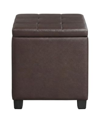 Ottoman Cube with Hinged Lid, Storage Ottoman, Foot Stool Footrest, Synthetic Leather