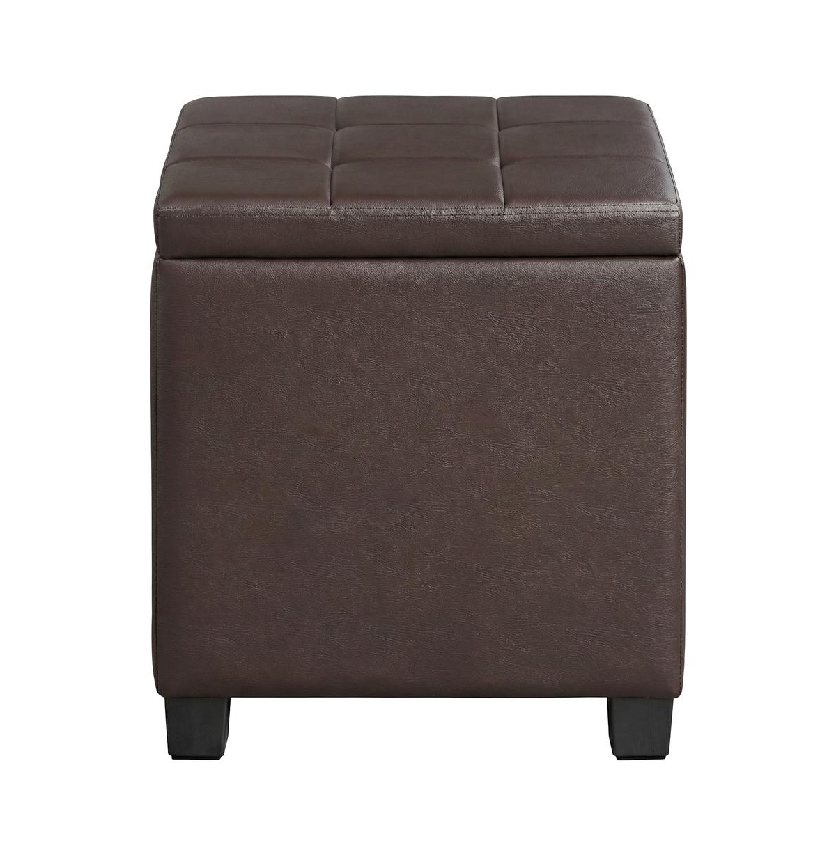 Songmics Home - Square Storage Ottoman, Foot Stool Footrest with Legs, Ottoman Cube with Hinged Lid, for Living Room, Bedroom - Deep Burgundy