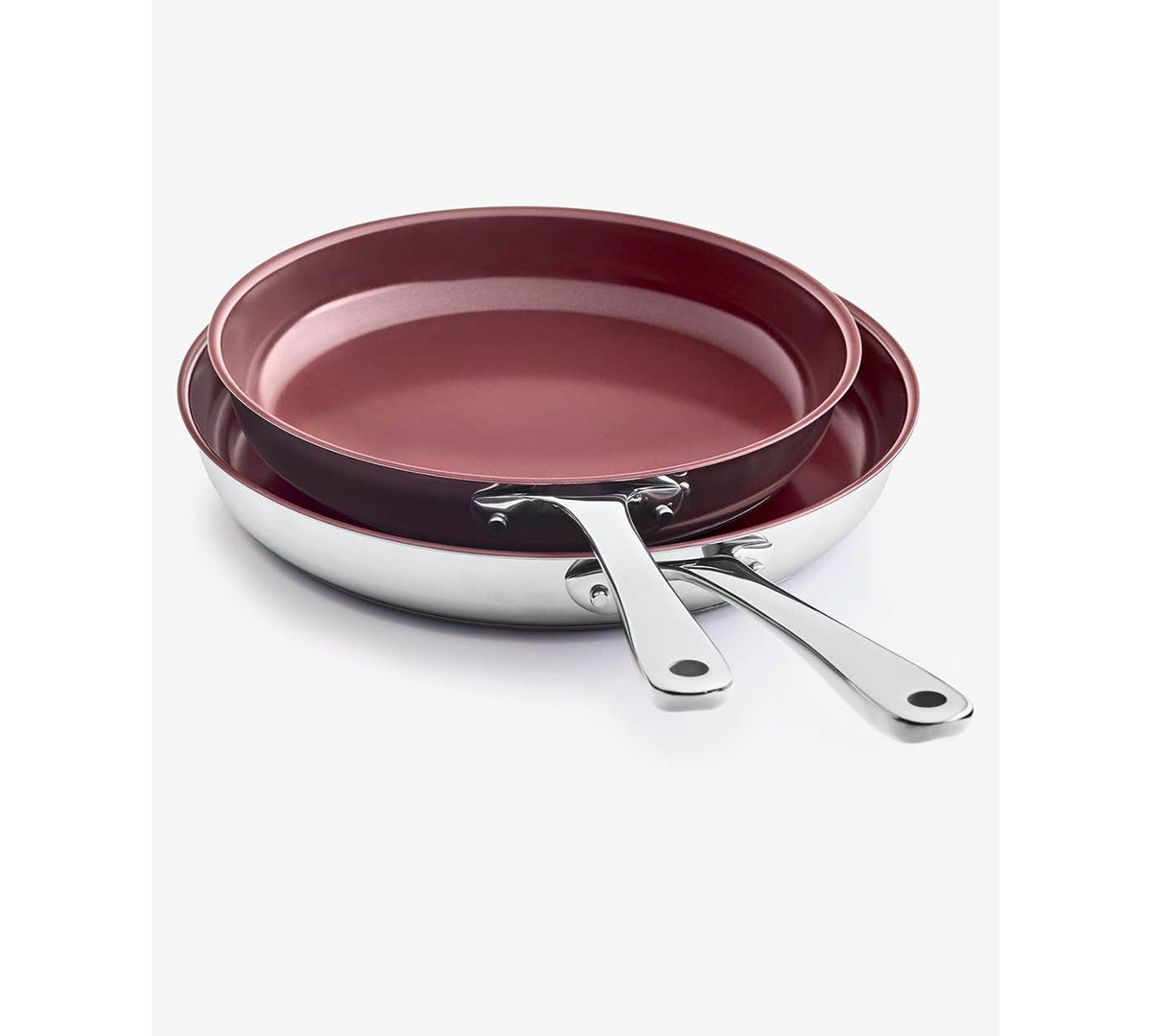 The Cellar Stainless-Steel Nonstick 2-Piece Frypan Set, Macy's Exclusive - Red, Silver
