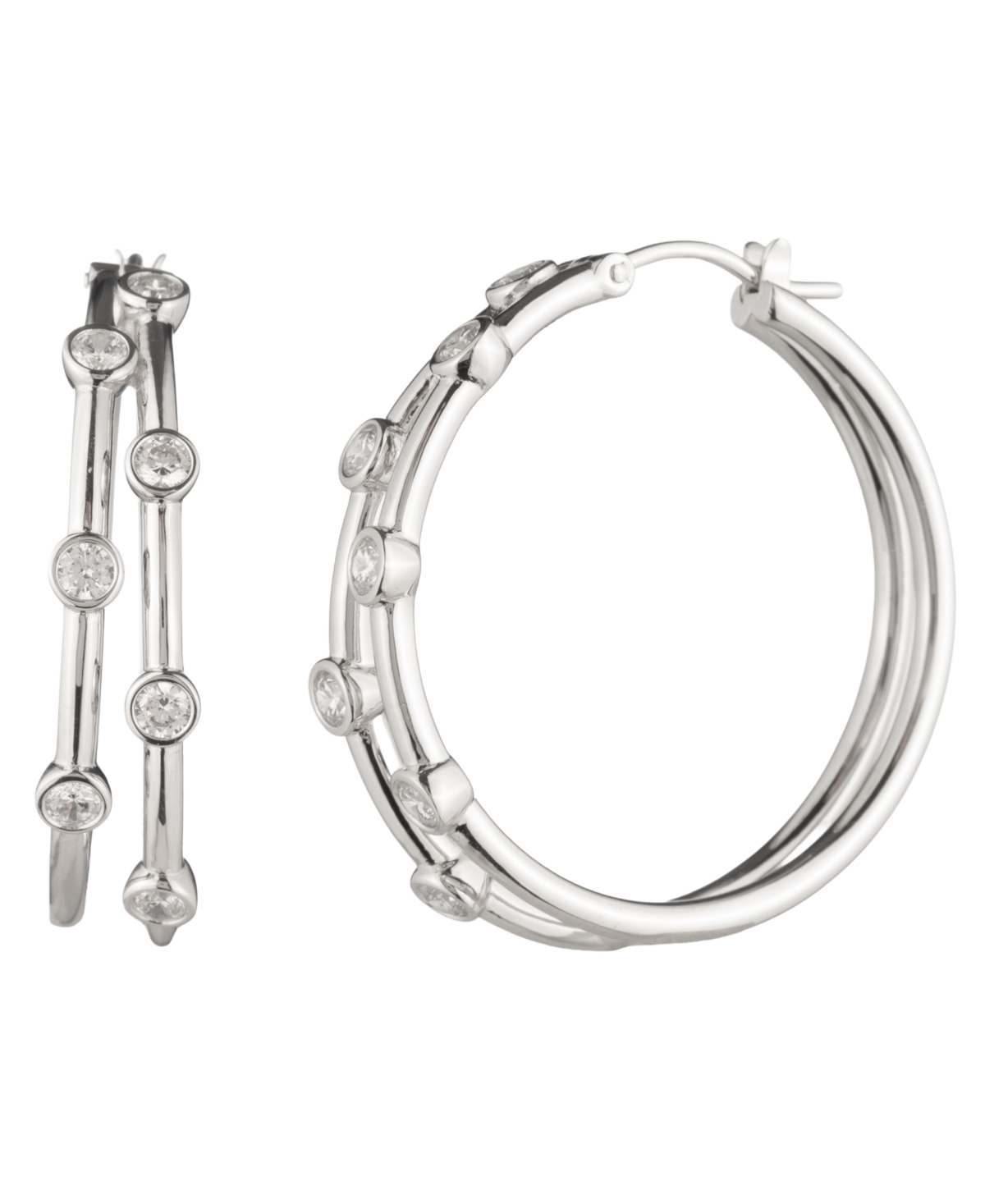 Lauren Ralph Lauren Cubic Zirconia Station Split Hoops Earrings