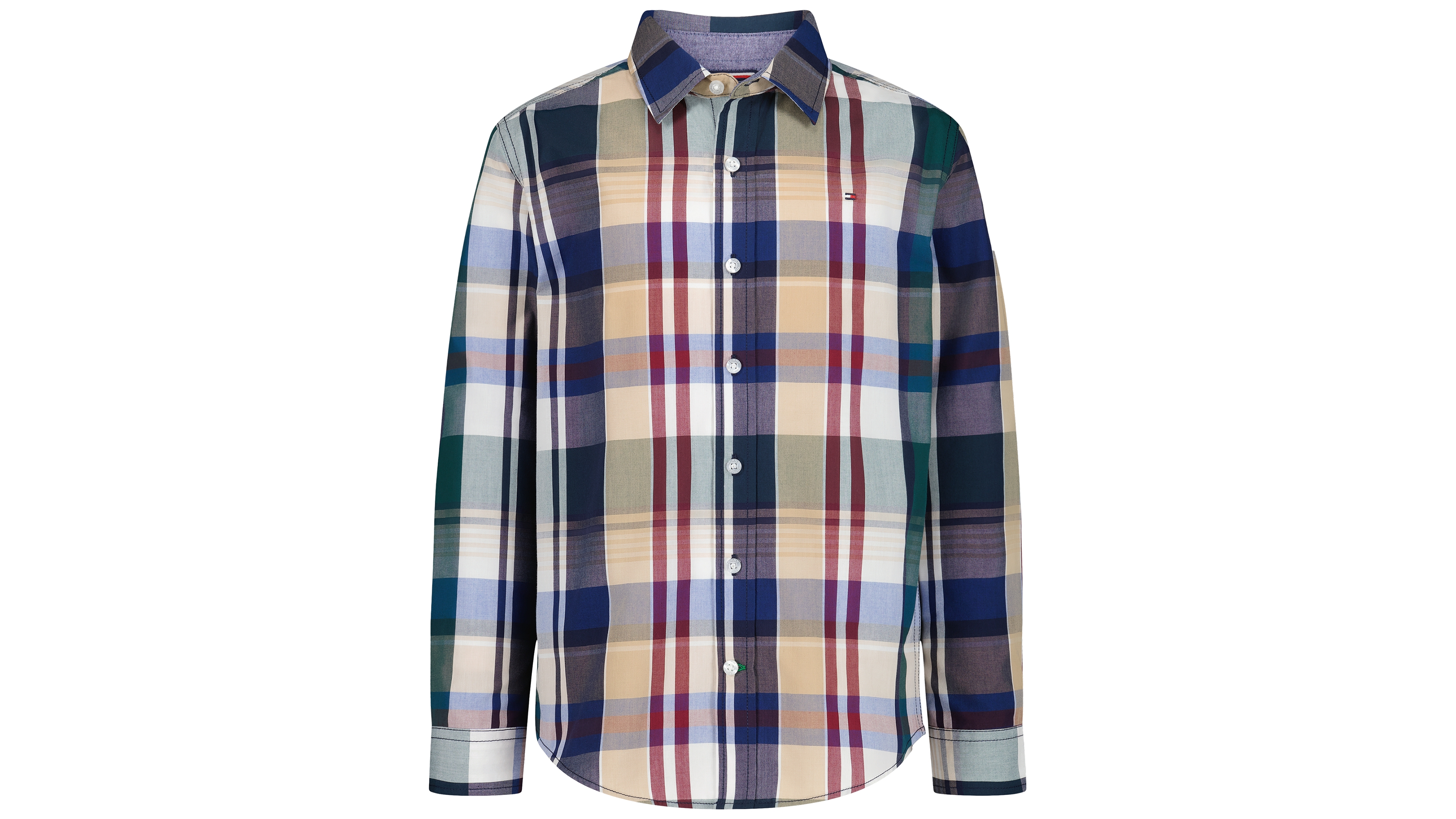 Tommy Hilfiger Boys' 4-20 Long-Sleeve Point-Collar Plaid Shirt