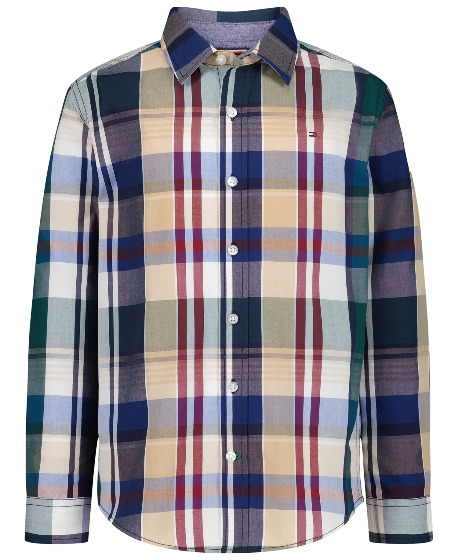 Boys' 2-7 Long-Sleeve Point-Collar Plaid Shirt