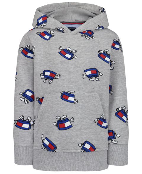 Детское худи Tommy Hilfiger Mascot с принтом и карманом-кенгуру, 2T-7, цвет: Серый меланжевый