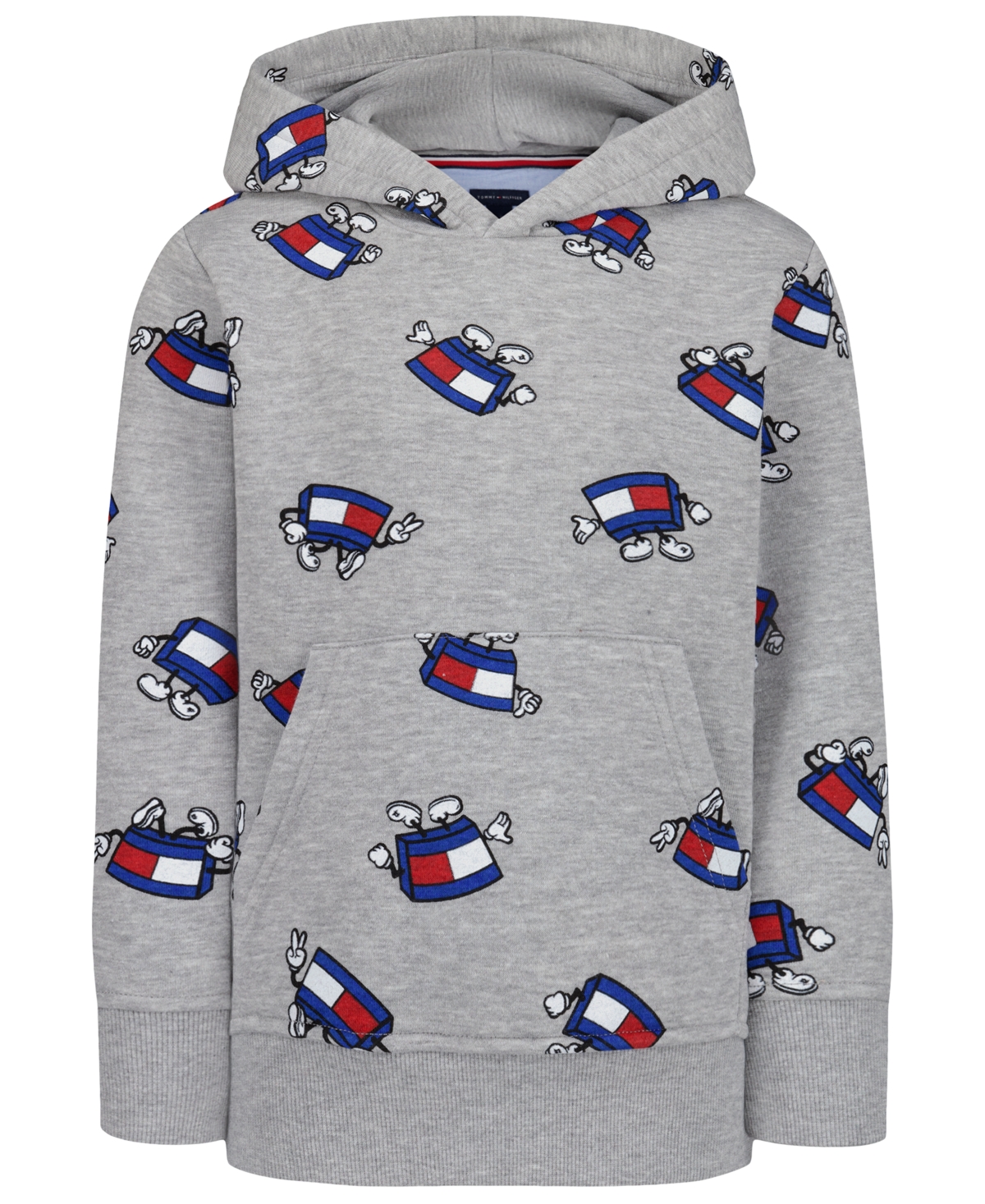 Tommy Hilfiger Boys' 2T-7 Mascot Allover-Print Kangaroo-Pocket Hoodie, Created for Macy's - Gray Heather